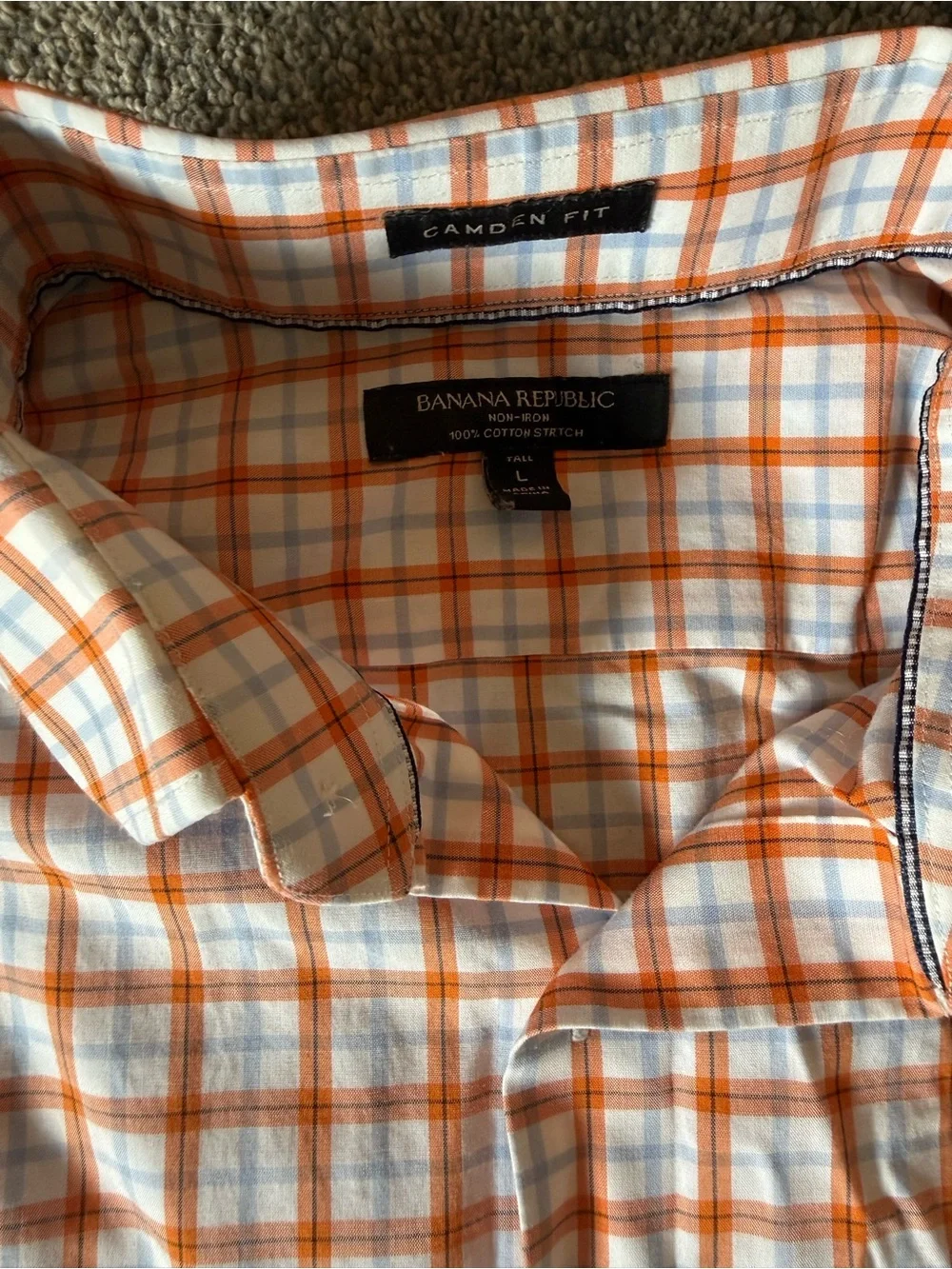 Banana Republic Men’s Camden Fit Non-Iron Dress Shirt Large Tall Plaid